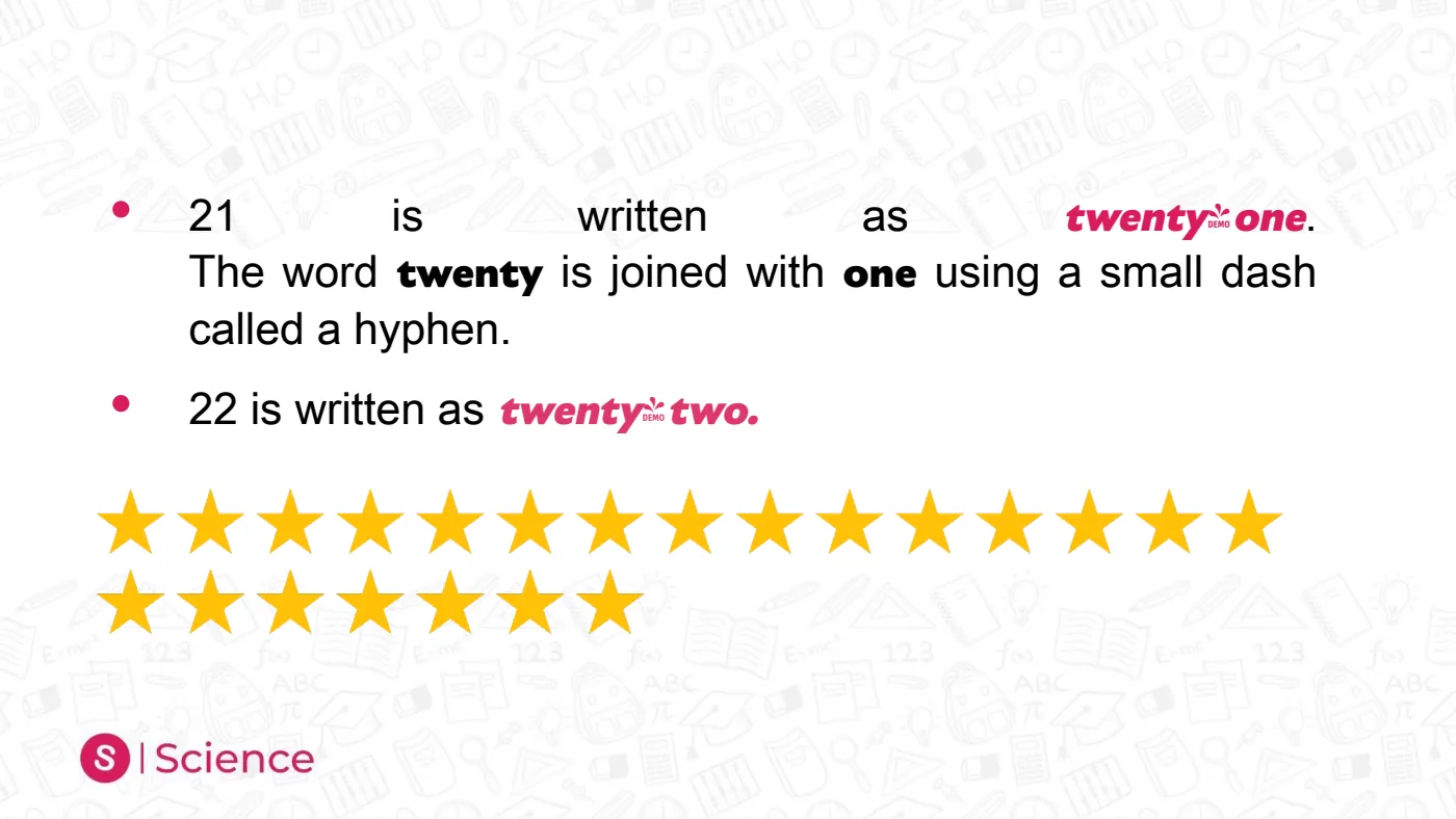 Numbers in Words — 21 to 50 — page 6 of 28