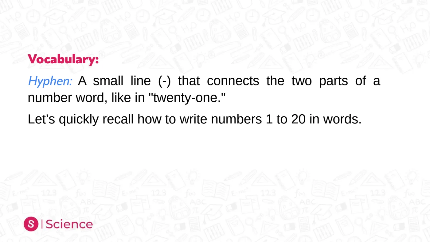 Numbers in Words — 21 to 50 — page 8 of 28