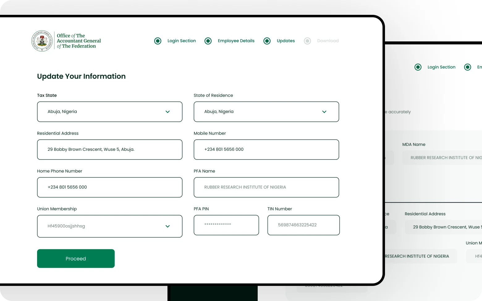Update your information — structured employee data capture