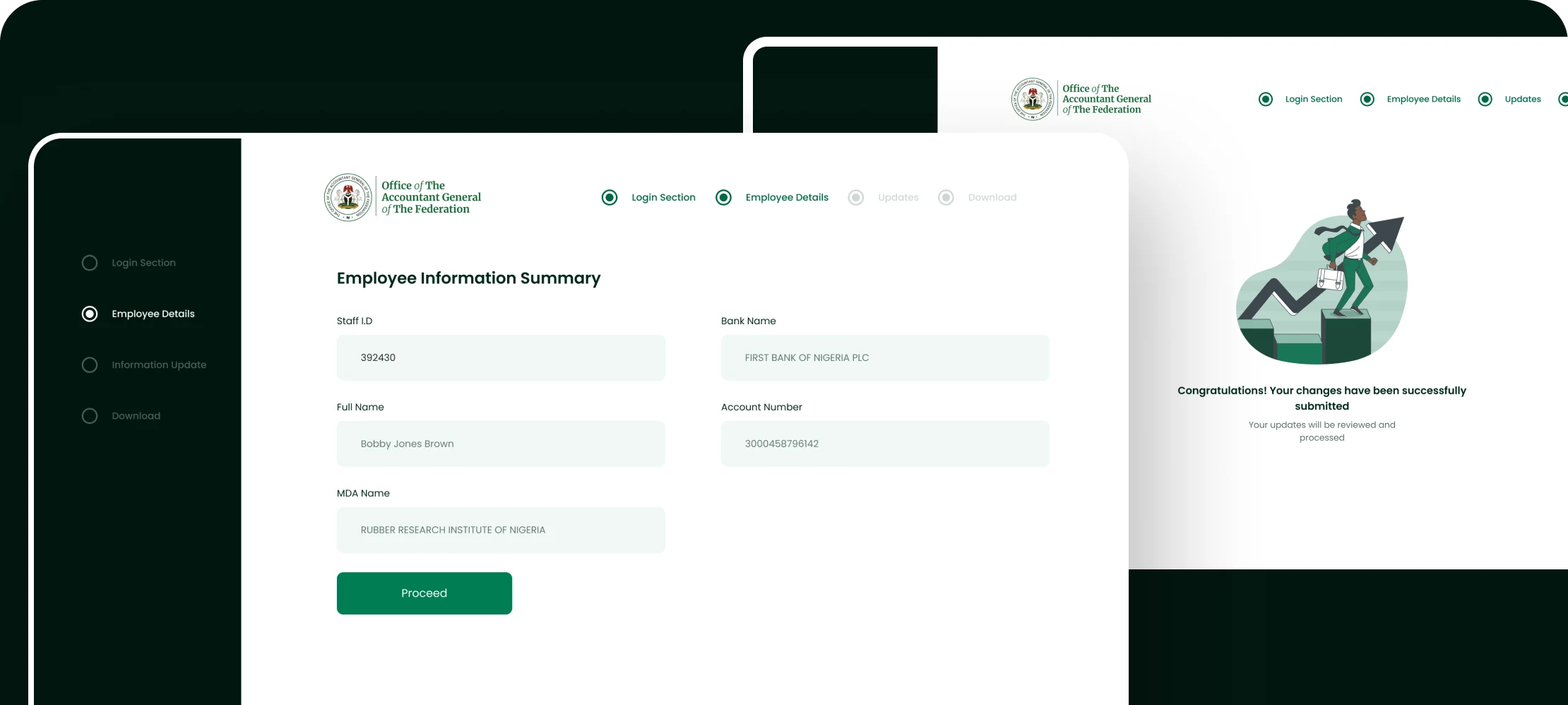 Employee information summary — record verification entry point