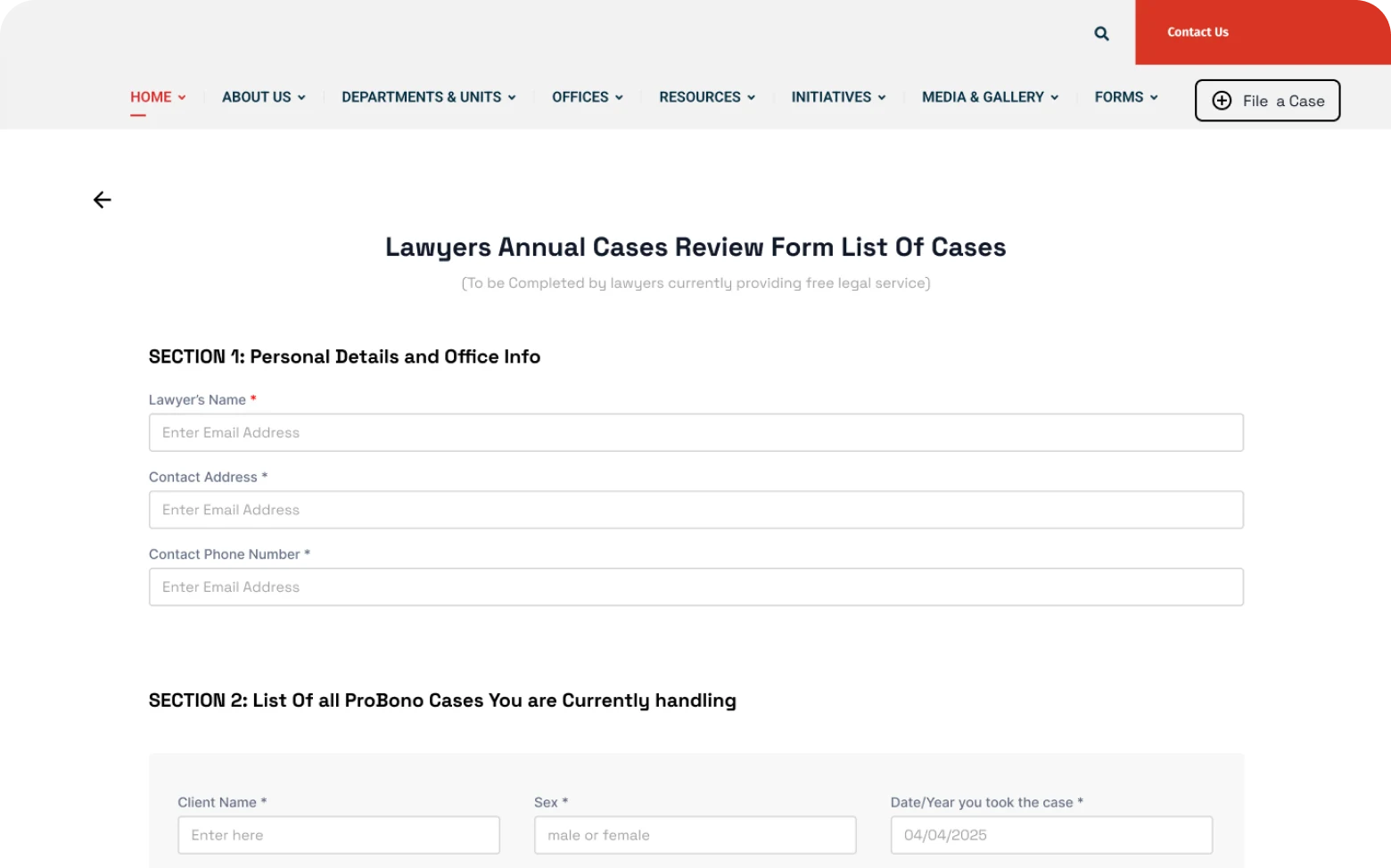 Lawyer annual case review form