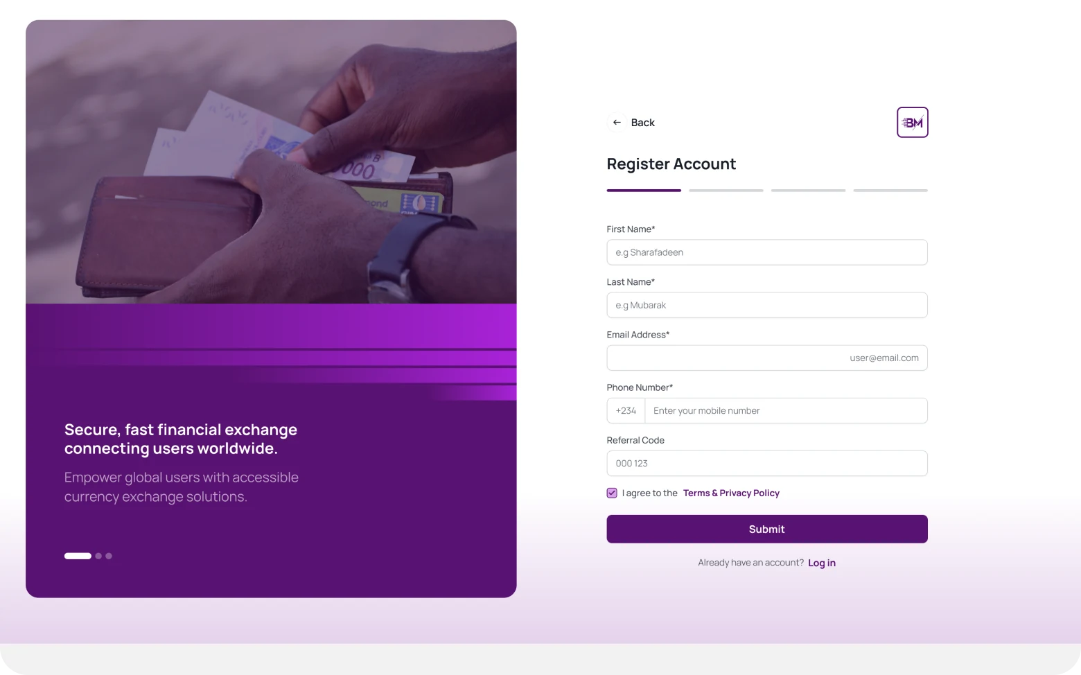 BM Pro Finance registration and onboarding