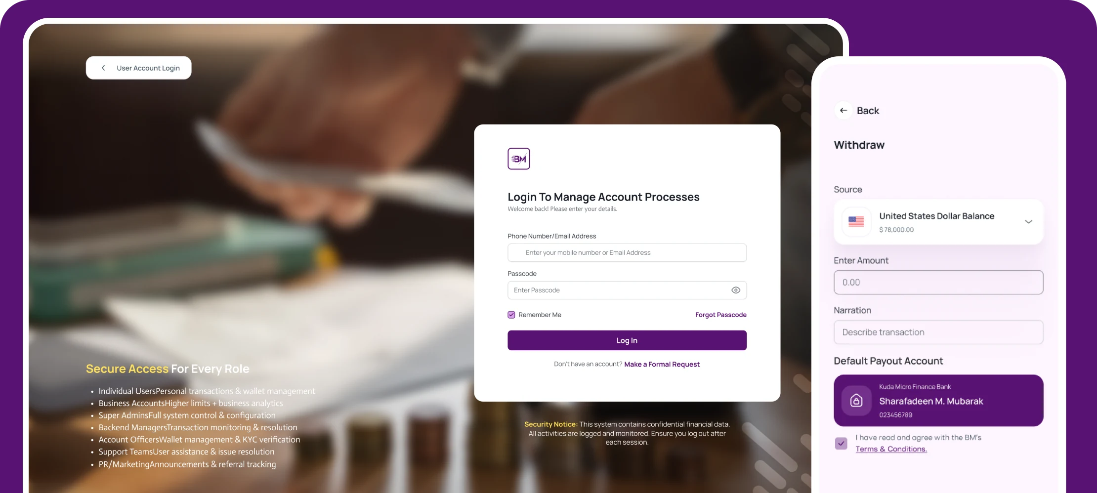 BM Pro Finance platform interface